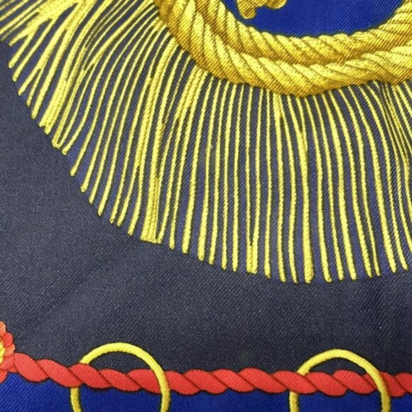 Auth HERMES Carre 90 - Blue Dark Navy Multi Scarf - Picture 5 of 7